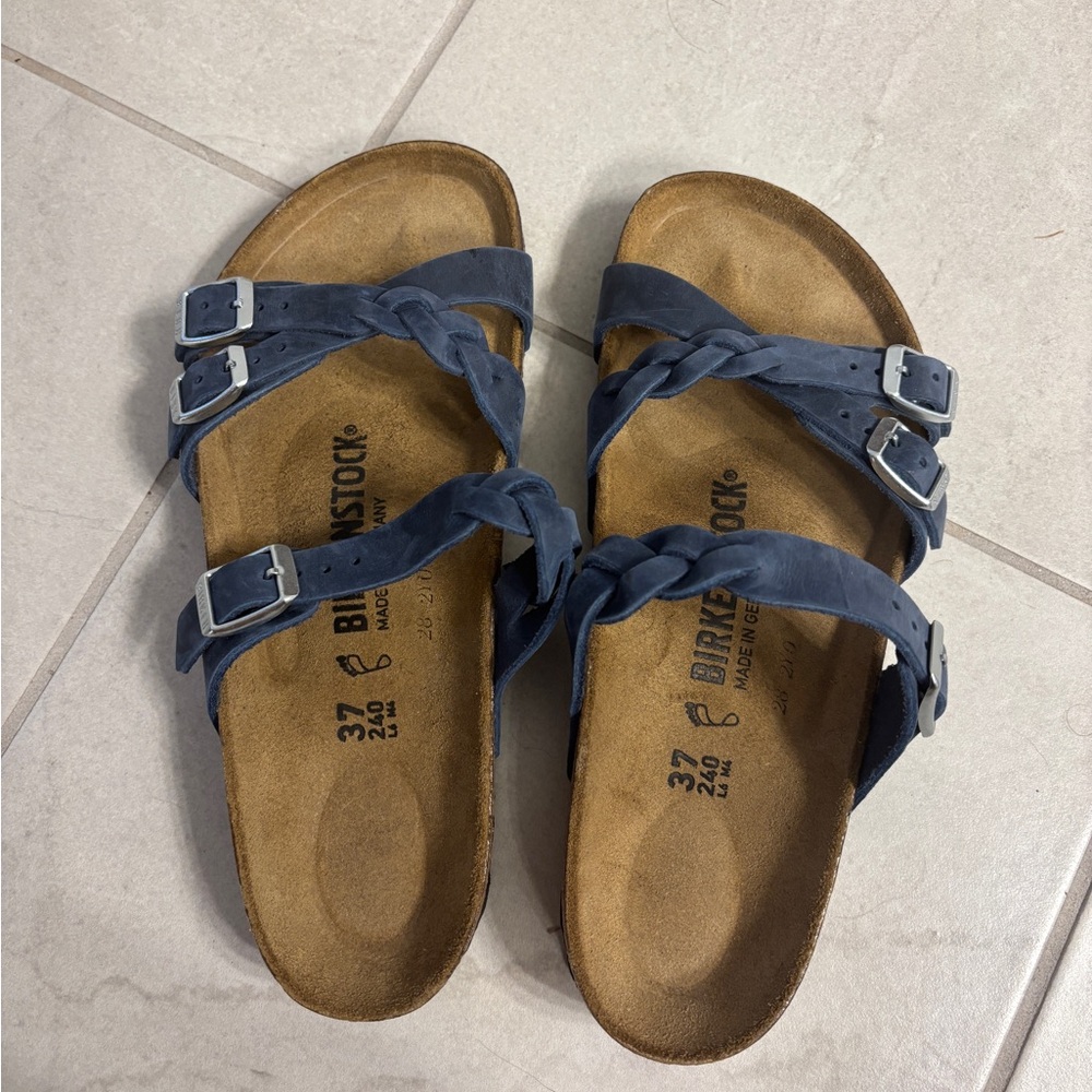 Birkenstock Franca Blue Oiled Leather Braid Size 37